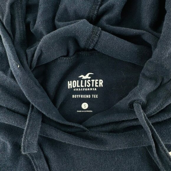 Hollister Boyfriend Tee Hoodie Small Navy Red White Cotton - Picture 2 of 6